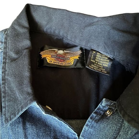 Harley Davidson Motorcycles Vintage Y2K Denim Button Up - Picture 9 of 9